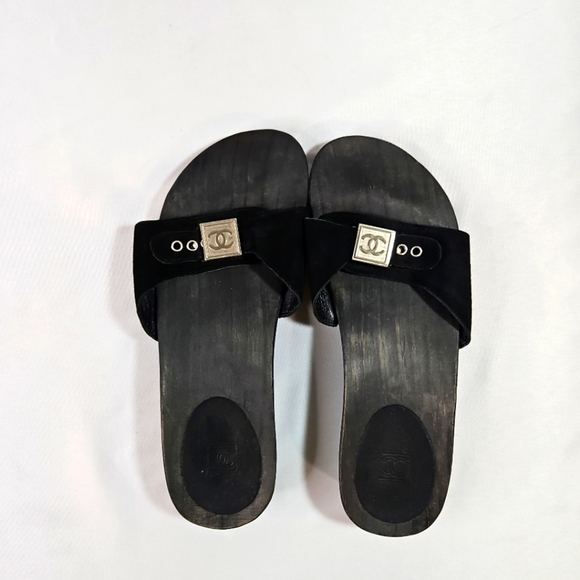 Chanel Black Suede Sandals Size 38 - Picture 7 of 8